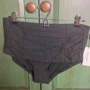Calvin Klein High Waisted Ruched Front  Swim Bottom